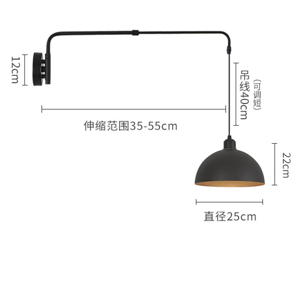 Vintage Long Arm Rotational Telescopic Minimalist Led Wall Lamp Restaurant Study Living Room Sconces Interior Light Fixtures E27