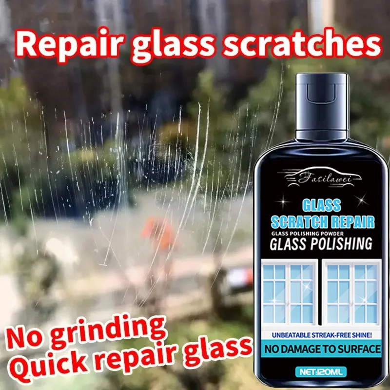 Universal Glass Scratch Polish - Car Windshield Polishing Paste, Cabinet Door and Window Key Scratches Repair Cream, Clear Visio