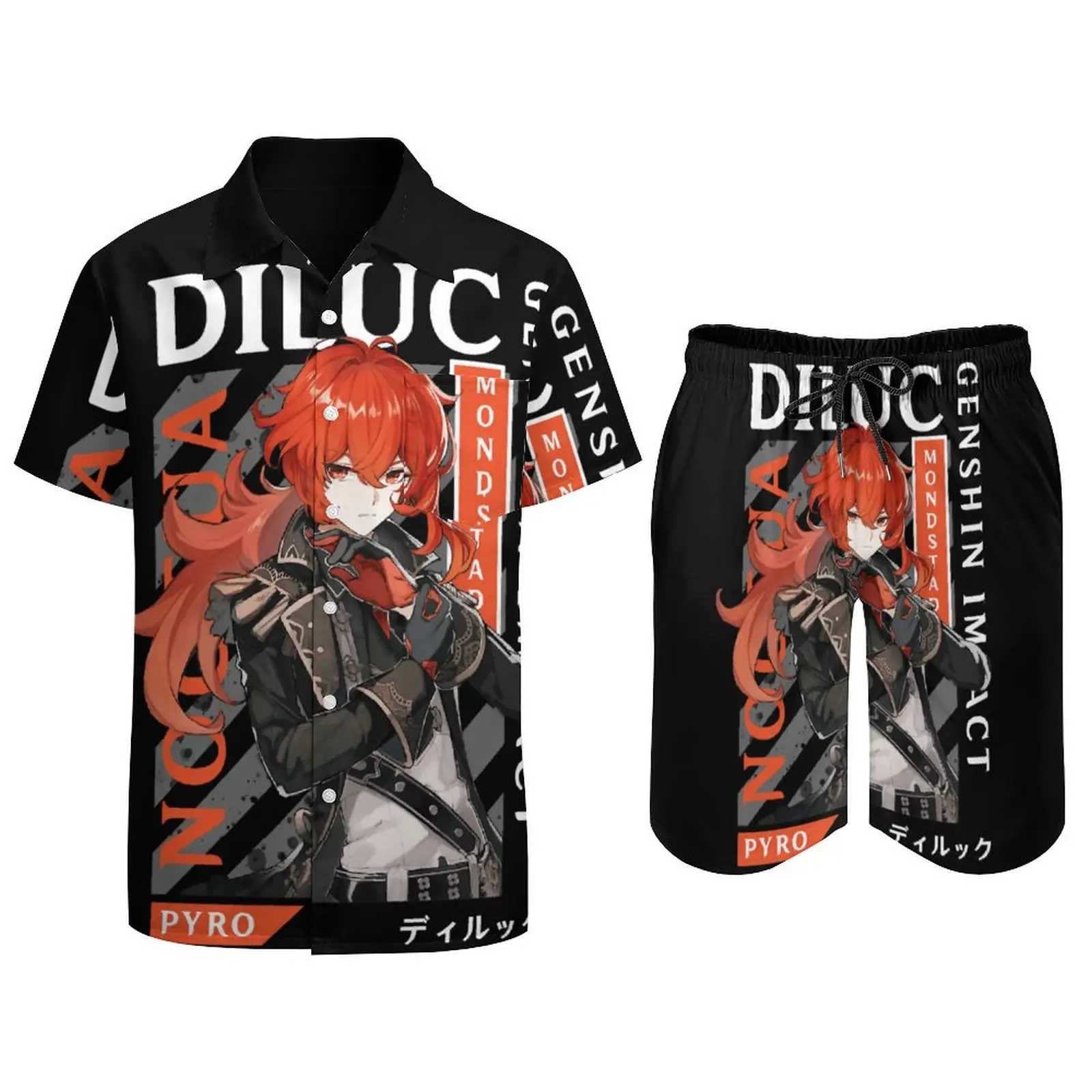 Diluc Genshin Impact traje de playa clásico para hombre, traje de 2 piezas de alta calidad, Vintage, para salir, talla de EE. UU.