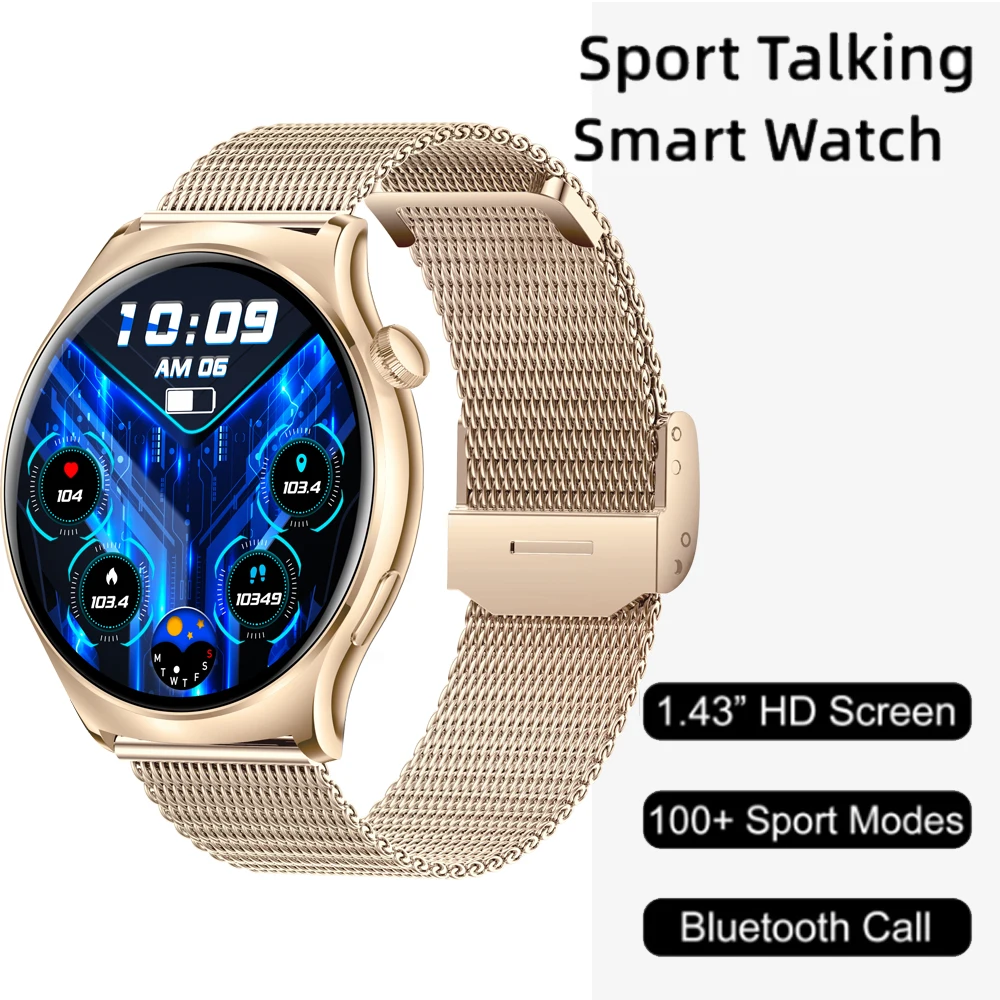 for Xiaomi Mi 10T 10T Pro Huawei  Bluetooth Call Sport Heart Rate Monitor 1.43Inch Screen Smartwatch Customize Wallpaper Watches