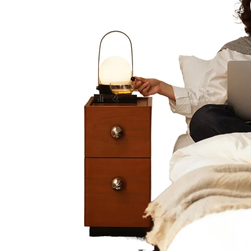 

Nordic retro solid wood bedside ta ble household bed room stor age cabinet bed side small storage ca binet