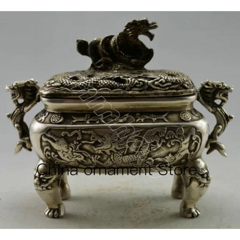 

Collection Old Tibet Silver Dragon Incense Burner Incense Burner