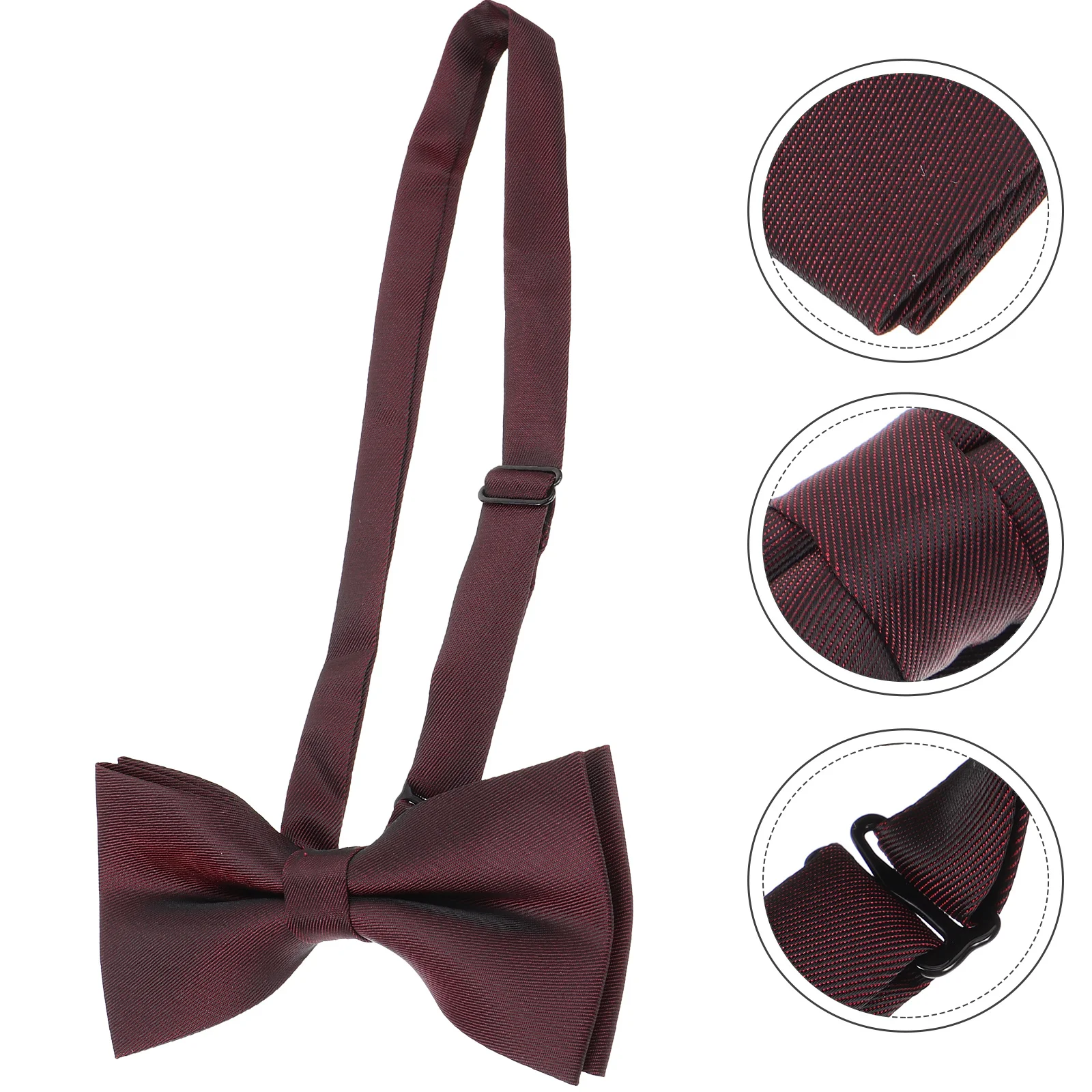 

Men Bow Tie Pre-Tied Solid Color Burgundy Bow Tie Adjustable Elastic Strap for Wedding Party Prom Formal Gatherings
