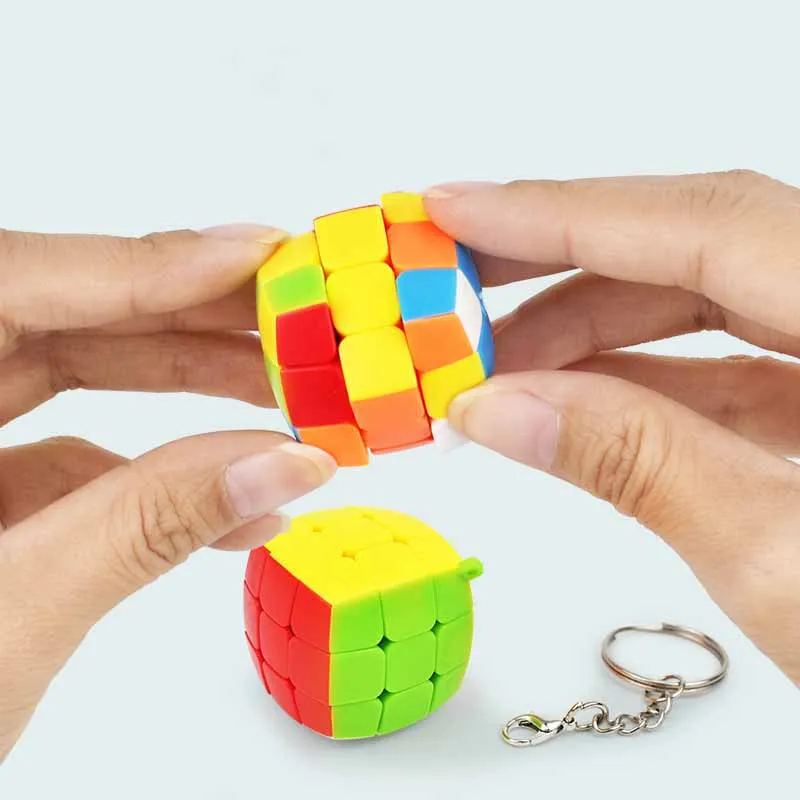 New Mini Bread Third-order Magic Cube Keychain Pendant Children Adult Decompression Puzzle Rotating Magic Cube Toys Gifts