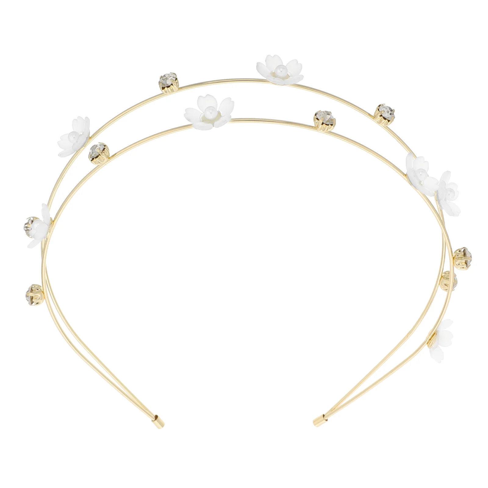 

Flower Headband For Women Metal Hairband With Rhinestones Sweet Floral Design Fashion Hair Accessory For Festival Wedding