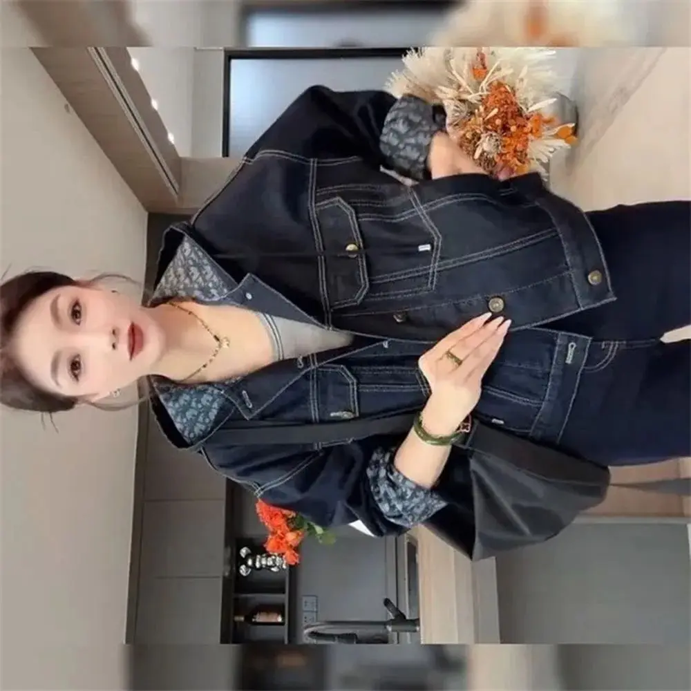 

Короткая джинсовая куртка, новая весенне-осенняя женская мода, однобортное джинсовое пальто с капюшоном, женское повседневное ковбойское пальто, женские топы