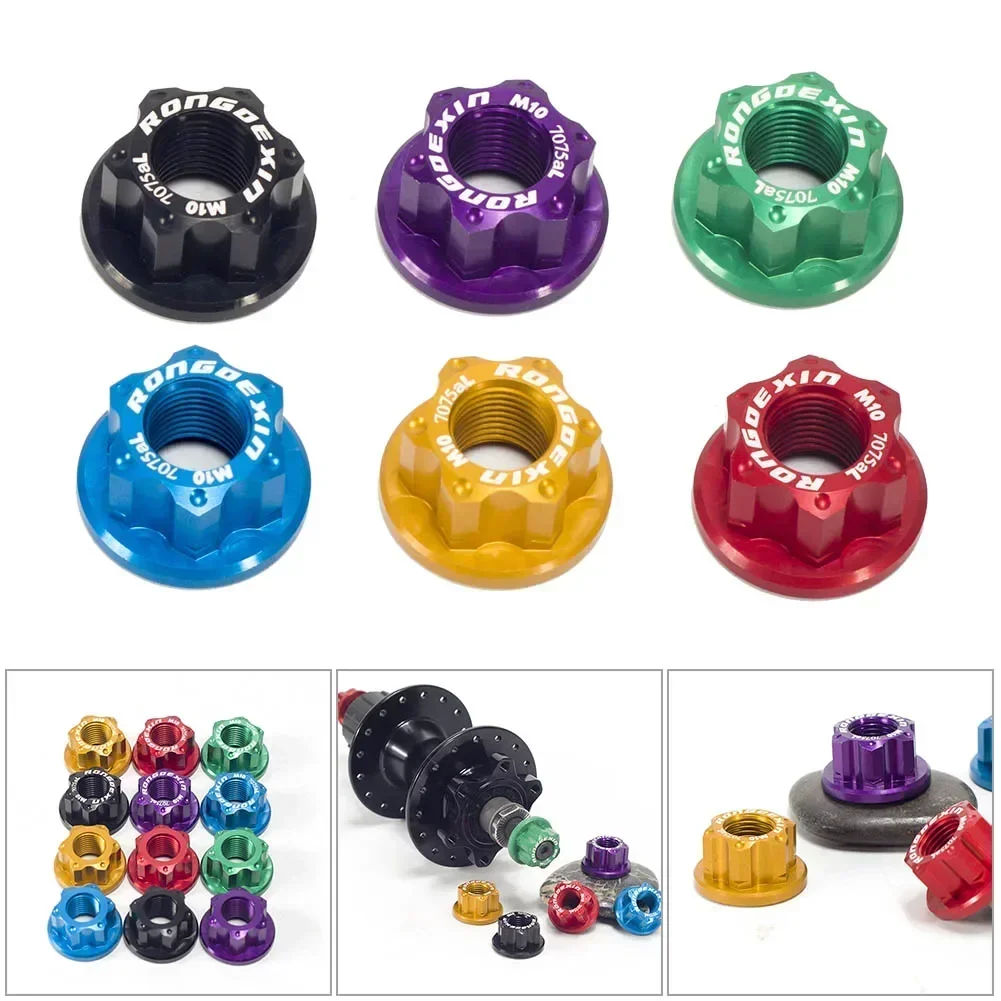 2X Bike Wheel Axle Nut Wheel Axle Aluminum Alloy Bicycle Black Blue Gold Green Kids Bike Nut Purple Traditional