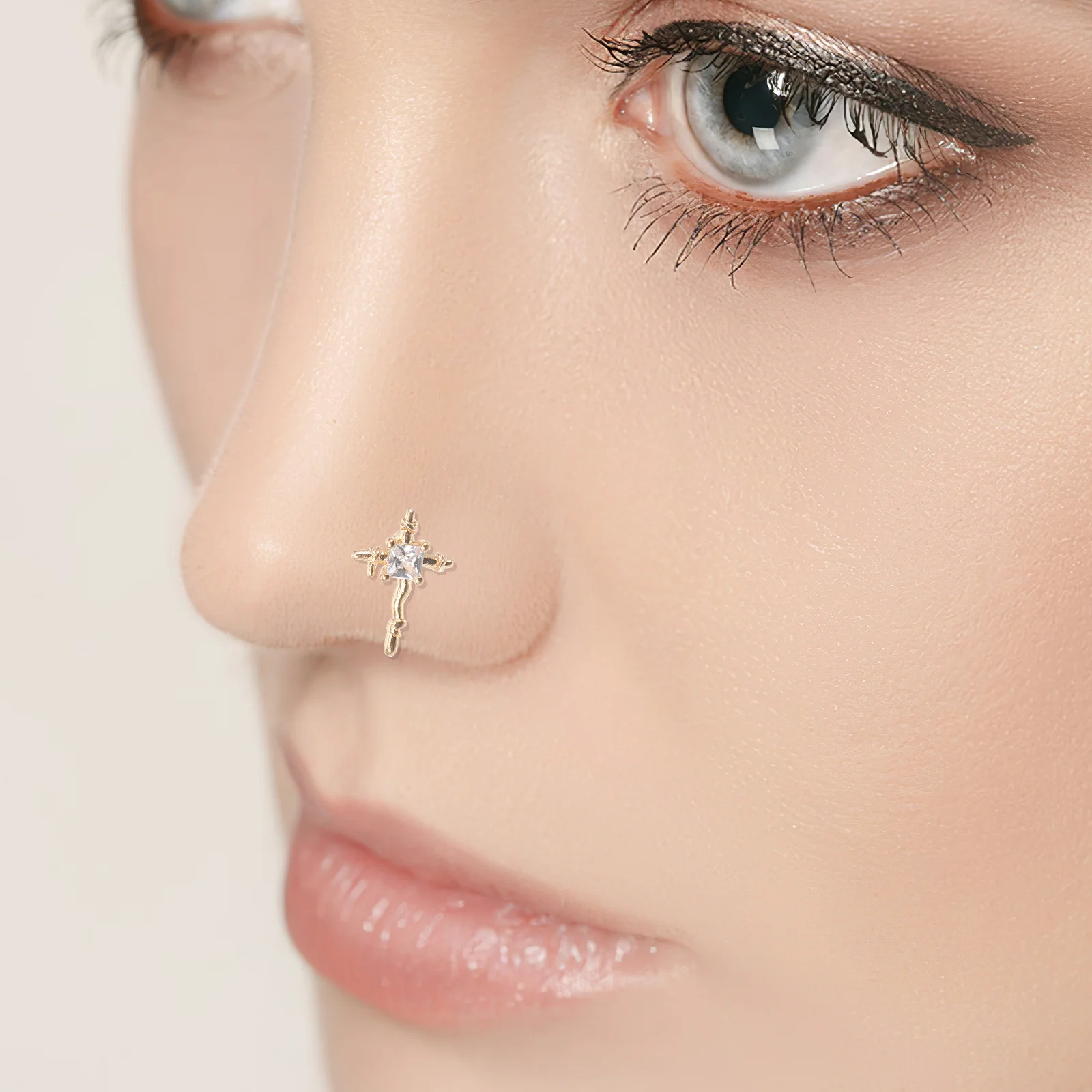 

5Pcs Cross Nose Studs Classic Color Simple Design Comfortable Small Nose Rings for Women Girls Piercing Jewelry