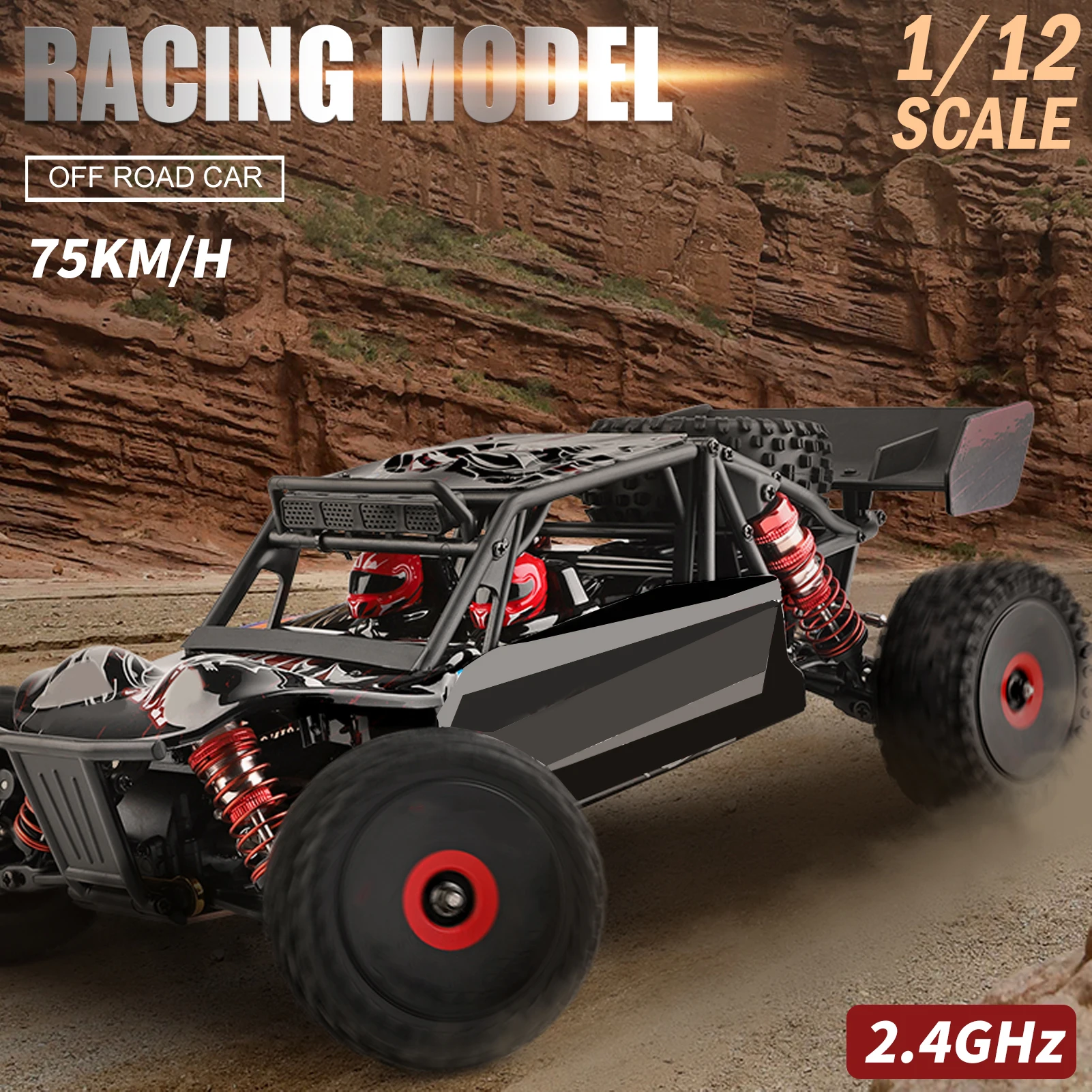 WLtoys 124016 Remote Control Car Off-Road Car High Speed Remote ControlCrawler 1/12 2.4GHz Race Car 75km/h 4WD RTR Metal Chassis