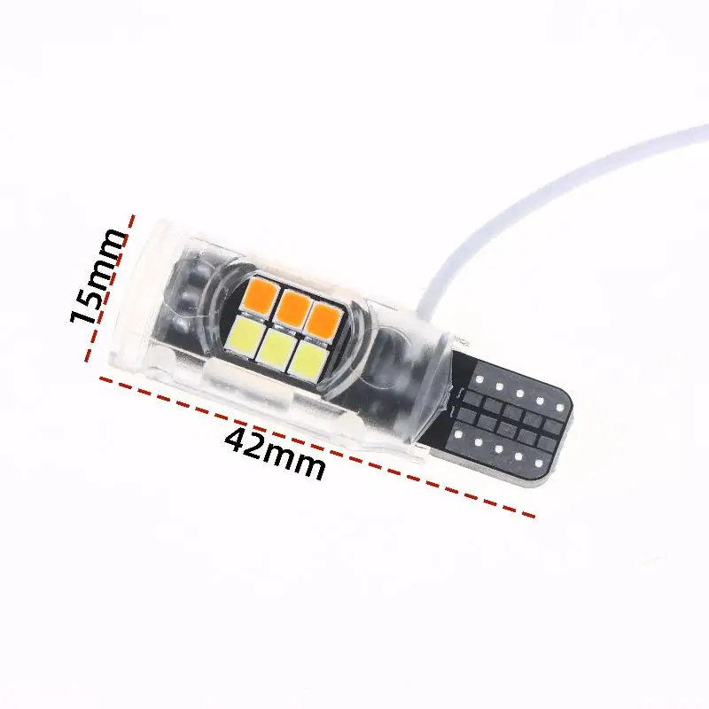 

LED Bulbs 48SMD Dual Color 3014 Chip 12V 3W1Pcs Moto Turn Signal Canbus Day Running Light T10/T15 902 904 906 912 921 W16W