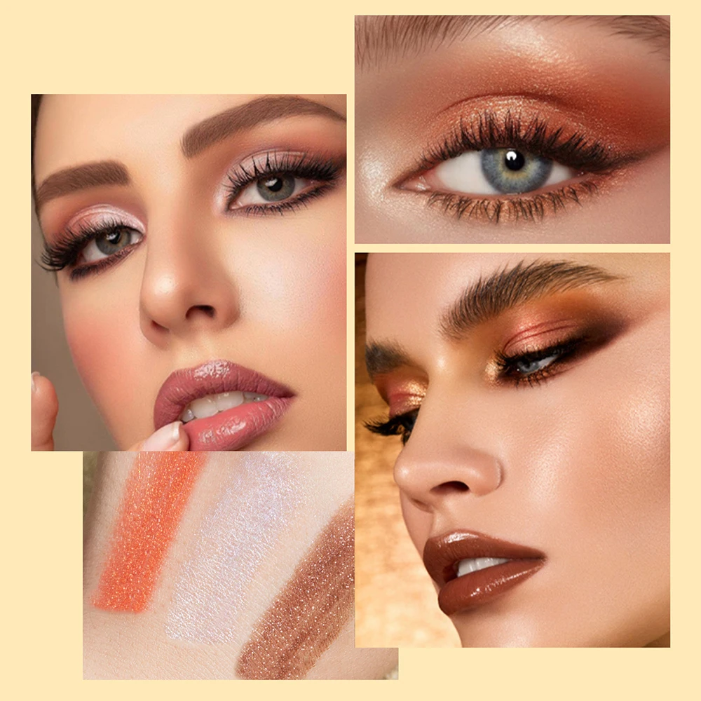 قلم تحديد عيون بستة ألوان فاتحة، لمسة نهائية من اللؤلؤ الحريري، مبهرة وملفتة للنظر، يدوم طويلاً ولا يتلاشى بسهولة ظلال العيون #3