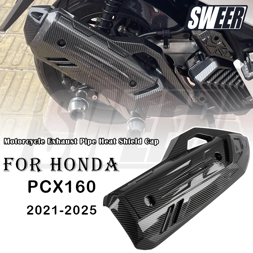 

Motorcycle Exhaust Pipe Carbon Fiber Compatible With Honda PCX160 2021-2025 Heat Shield Cap Anti-Scalding Shell Guard Tail Cover