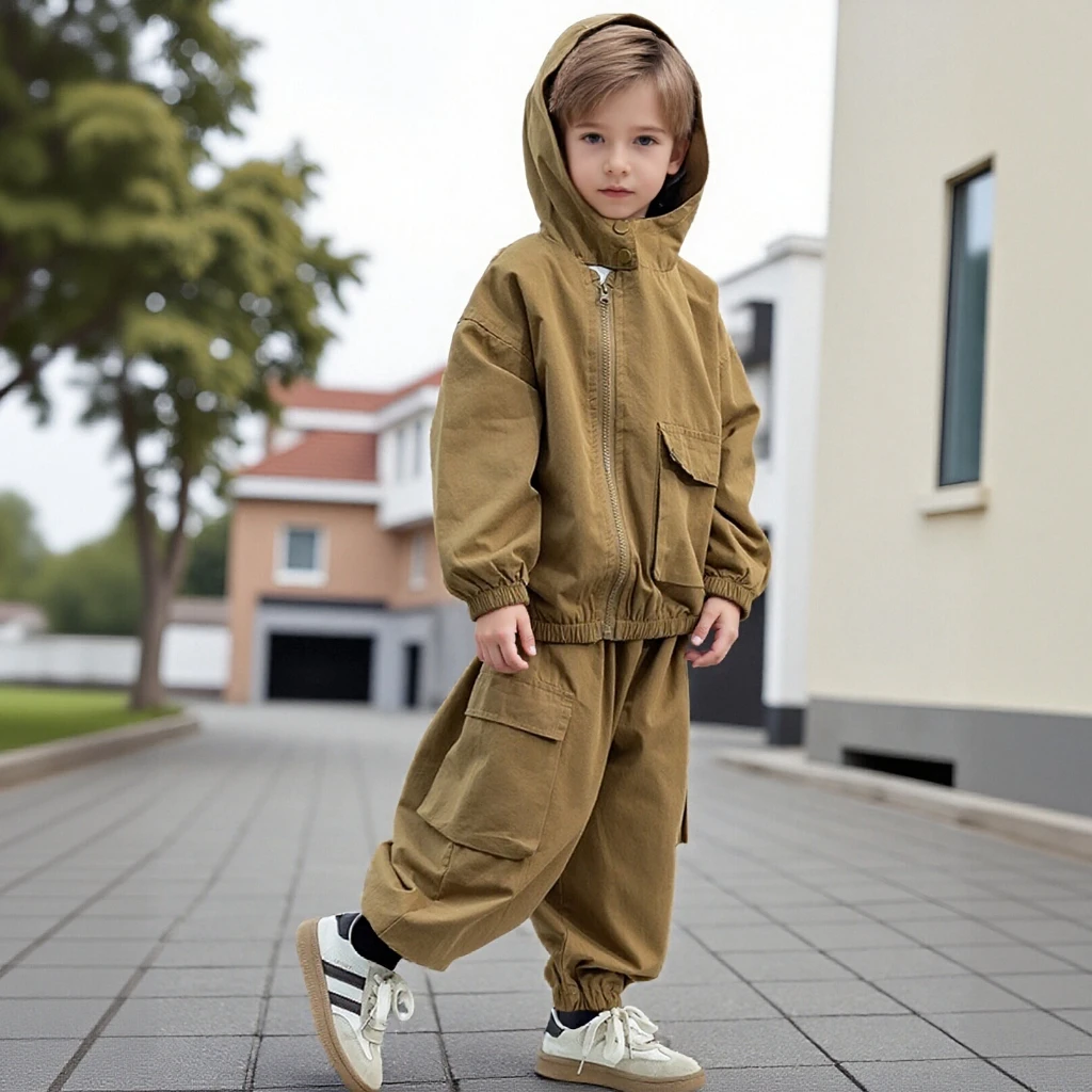 

Комплект одежды с капюшоном для мальчиков, весенне-осенняя повседневная куртка, брюки, футболка, детская уличная одежда из 3 предметов, школьный костюм для детей 8 10 лет