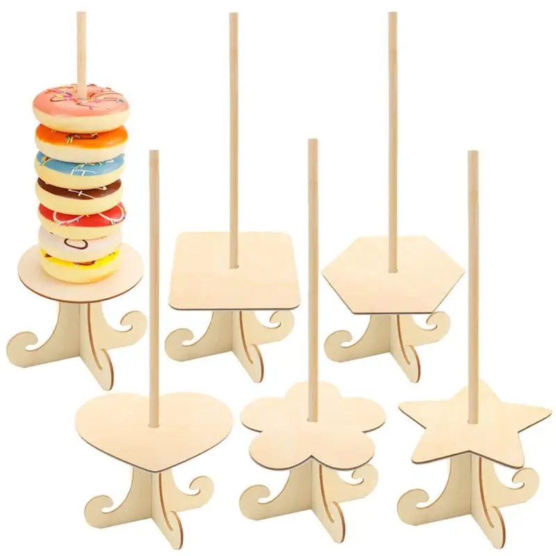 1 Set Wooden Doughnut Holder Dessert Display Rack Dim Sum Bread Sales Rack Donut Stand Birthday Party Wedding Table Decoration