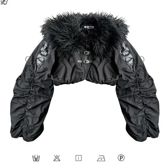 Women Autumn Thicken Punk Moto Jacket Lamb Plush Collar Fleece Inner Winter Rock Black Gothic Short Coat Streetwear Jackets