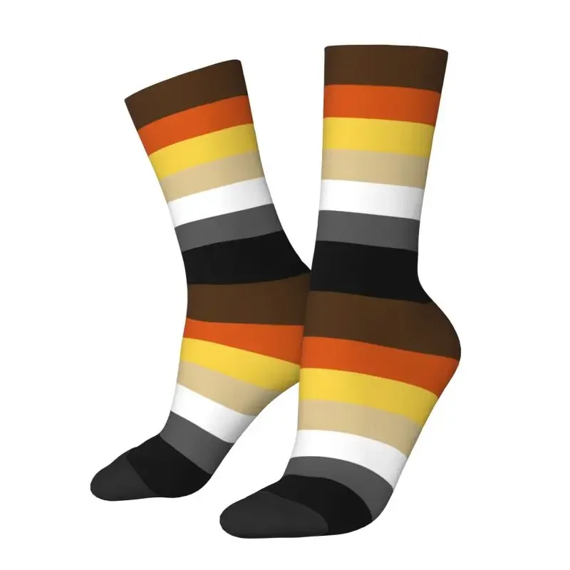 Solid Bear Pride Flag Dress Socks Men Women Warm Funny Novelty Gay LGBT GLBT Crew Socks