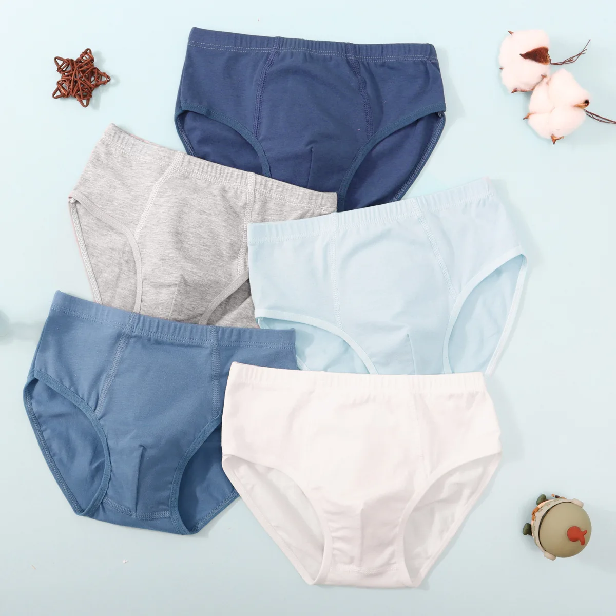 

Solid Color Boys' Underpants Children's Cotton Shorts Teenagers' Period Solid Color Comfortable Children's Triangle Underpants
