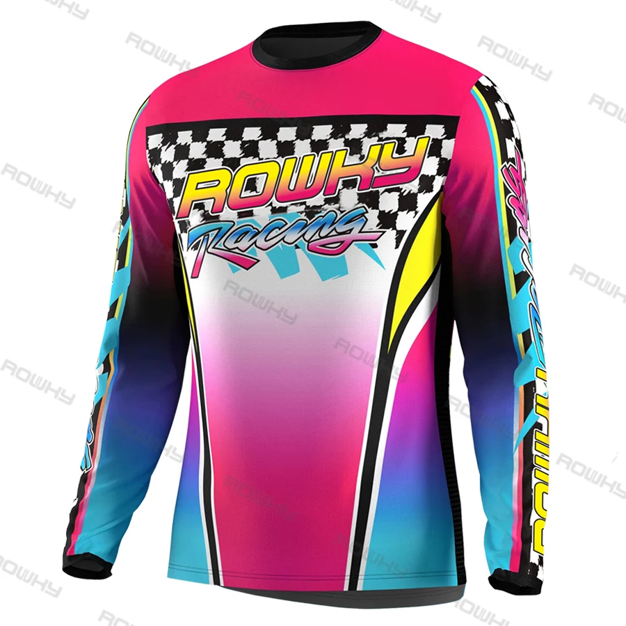 ROWKY Motorcycles Racing T-shirt Mtb Jersey Downhill Camiseta De Motocross Enduro Maillot Hombre Cycling Jersey Men Bike Shirts