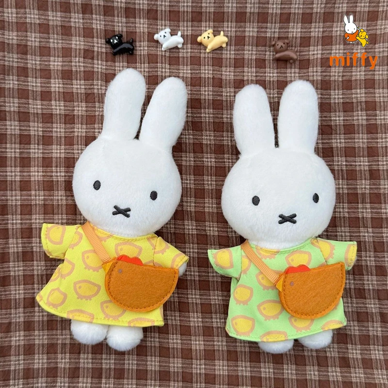 Llavero de peluche de conejo Miffy Kawaii, muñeco de conejo de peluche con diseño de pollito de dibujos animados, colgante de peluche para decoración de bolsos, regalo para colección de fans