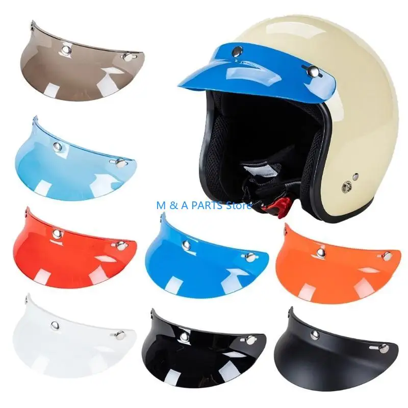 U1JF 3-Snap Helmet for Peak Lens for Sun Shade Wear Resistant for 3/4 Motorcycle Open Face Helmet Visor