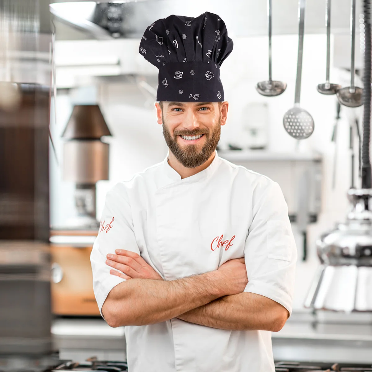 1pc Mushroom Design Thickened Turn-Up Hat For Cooks Edge Cook Uniform Hat For Kitchen Restaurant Cooking Workers