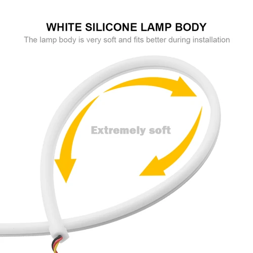 Imagen 2 del producto 2 uds RGB LED DRL luz de circulación diurna lámpara de señal de giro fluida aplicación/RF tira de LED de Control remoto para faro de coche 30cm 45cm 60cm