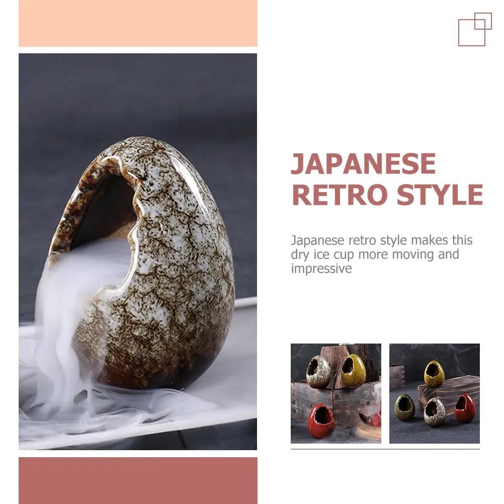 

4Pcs Japanese Style Ceramic Dry Ice Cup Set Home Table Decor Sushi Plate Decoration Sashimi Display Flower Container Hotel