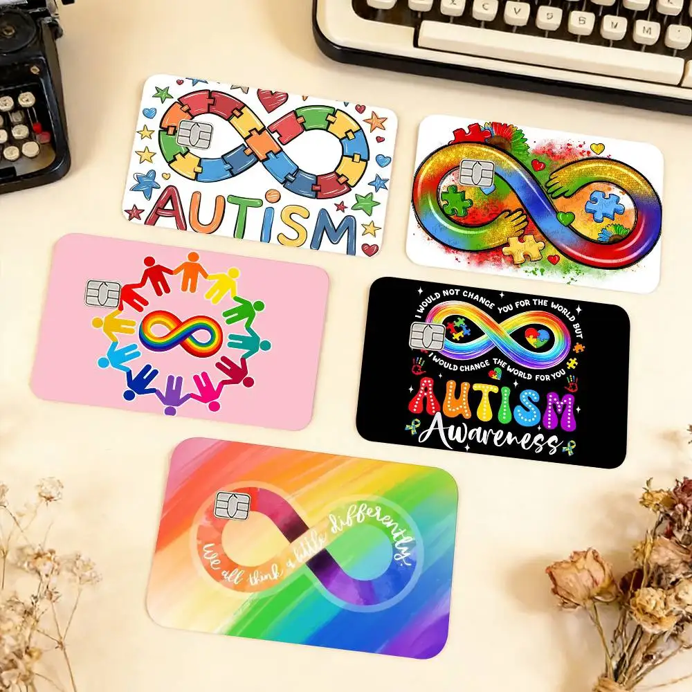

For Accept Support Love Autism Pride Symbol Rainbow Waterproof Film Skin Cover Credit Card Stickers Debit Front Bank Bus Pass