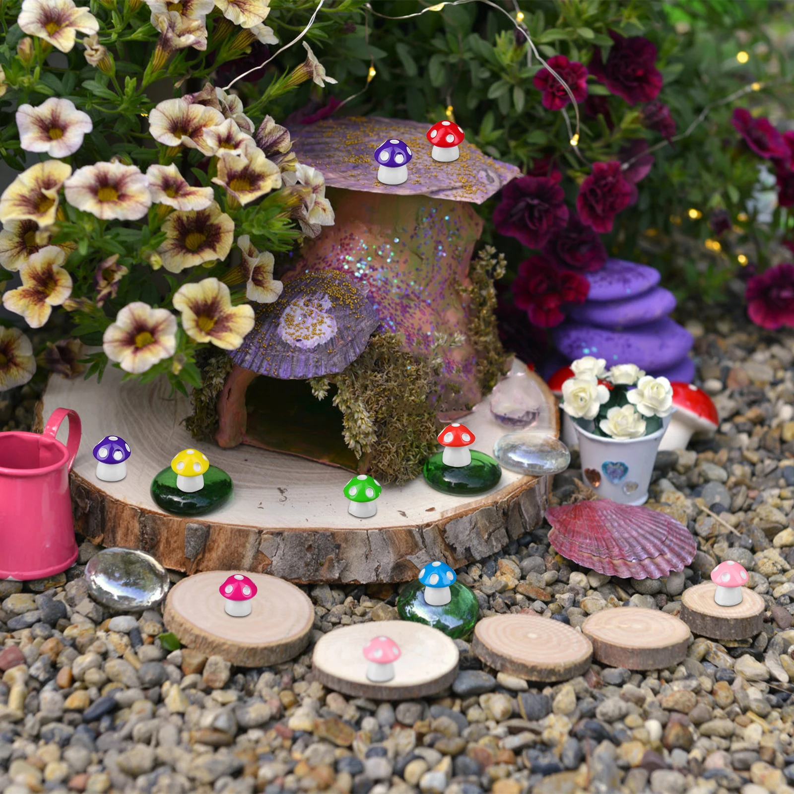 

80 Pcs Tiny Figures Miniatures Figurines Garden Ornament Mushroom Decor Simulation Small Bonsai Decoration