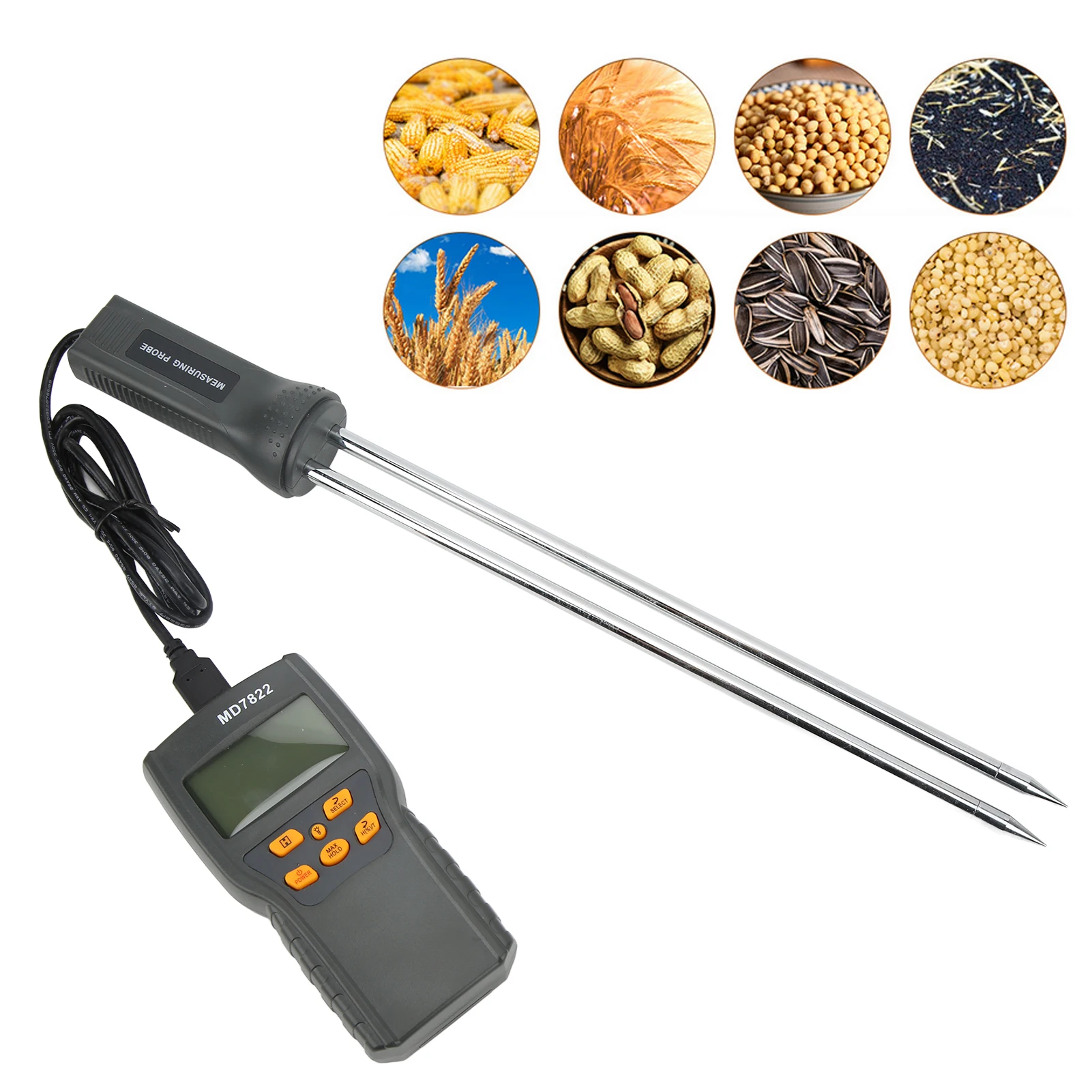 Digital Moisture Meter Food Moisture Meter Grain Moisture Tester Digital Display Electronic Detection Meter for Wheat Rice Corn