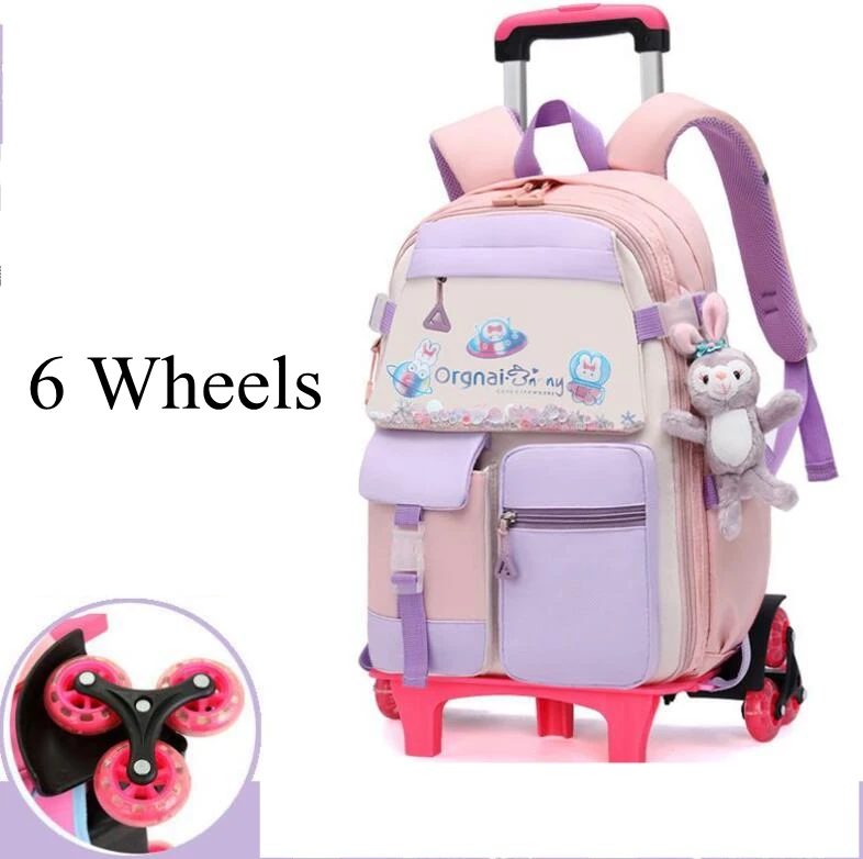 17 inch School Wheeled backpacks for girls School Rolling Bag for girls School Trolley Bags for boys Rolling Satchel bag cart