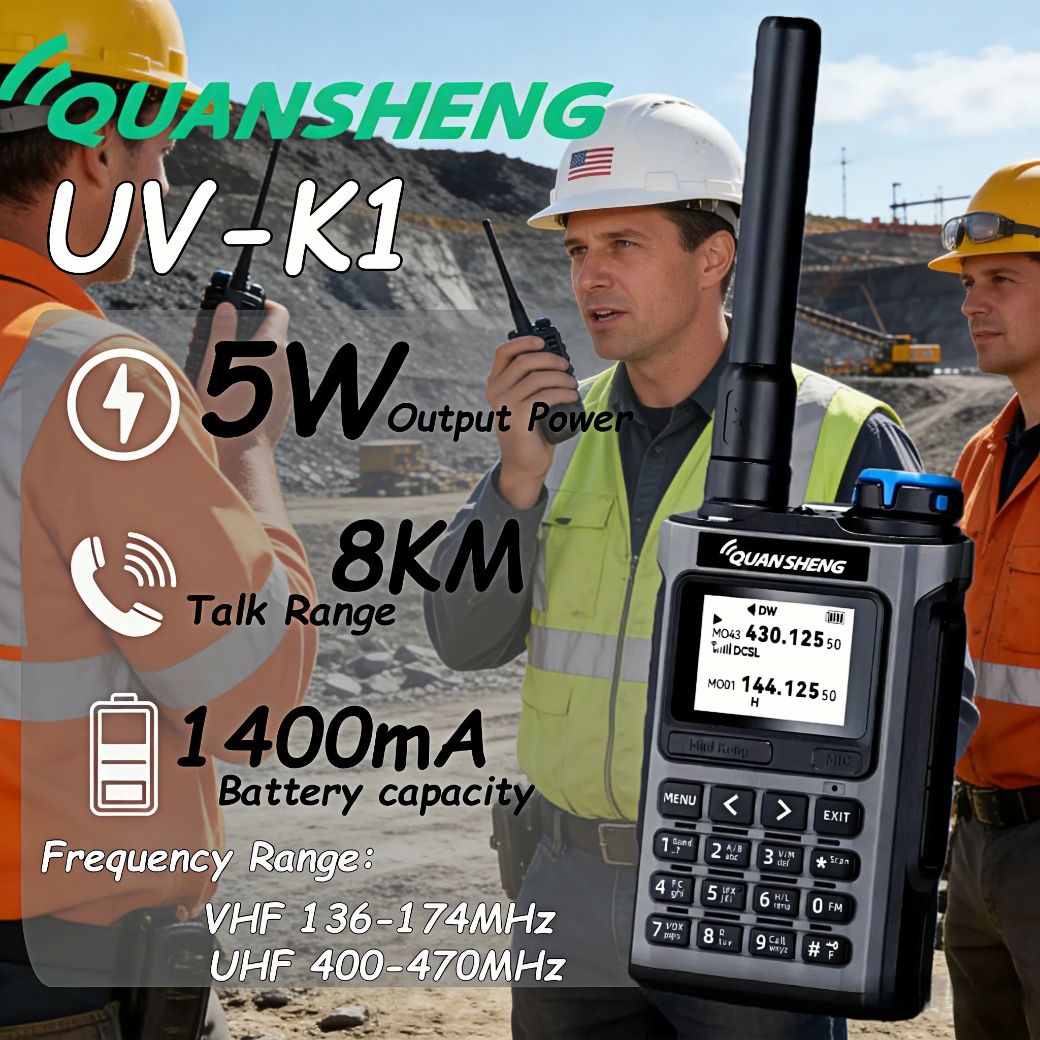 

Радиостанция QUANSHENG UV-K1 для авиационного диапазона с поддержкой частот WASDFVDHGVHNFNHK, MFHFHGFTNOAA, многодиапазонная, двухсторонняя связь, UV-диапазон