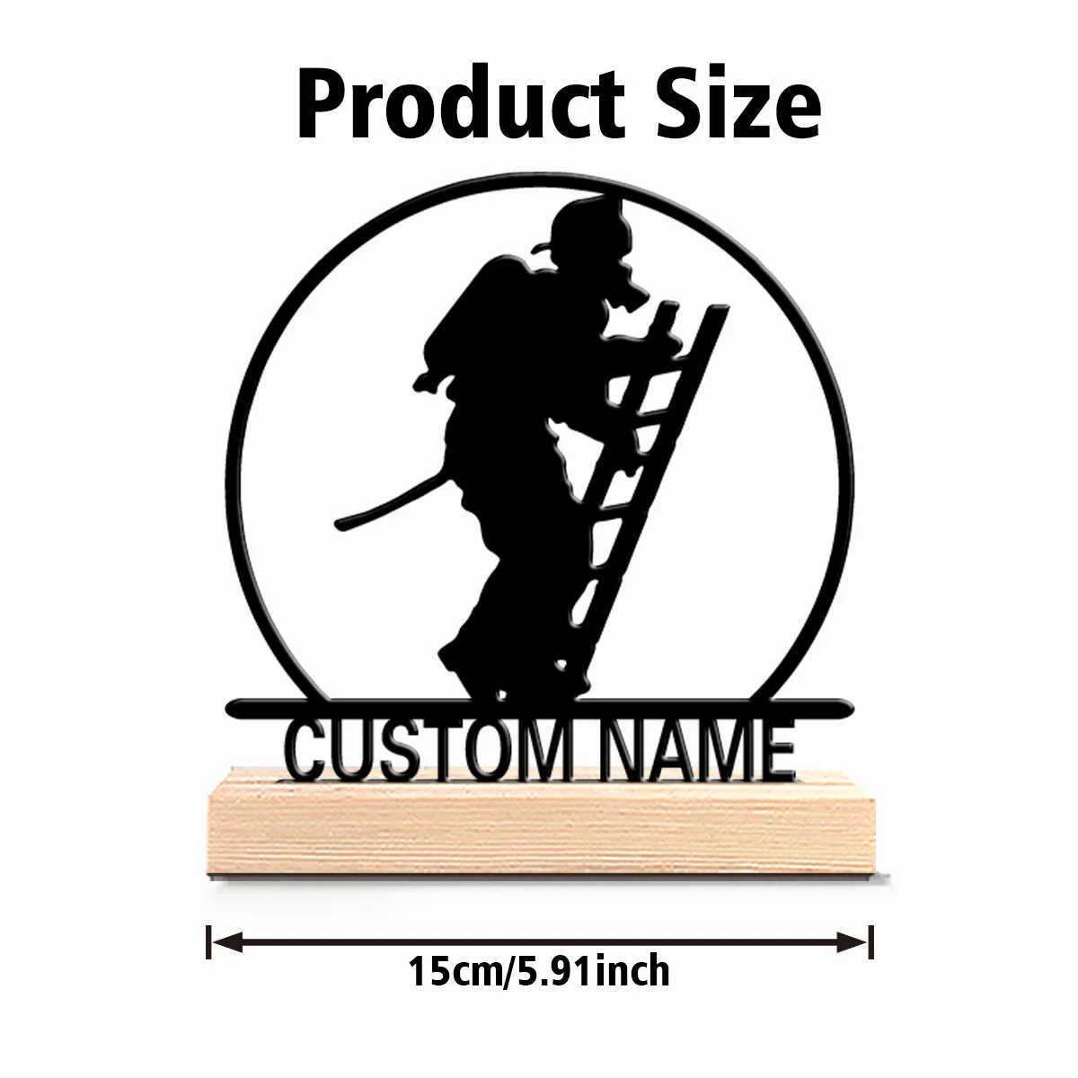1pc New Design Personalized Custom firefighter Metal Statues With Wooden Base Tabletop Decoration suitable for gifting to firefi