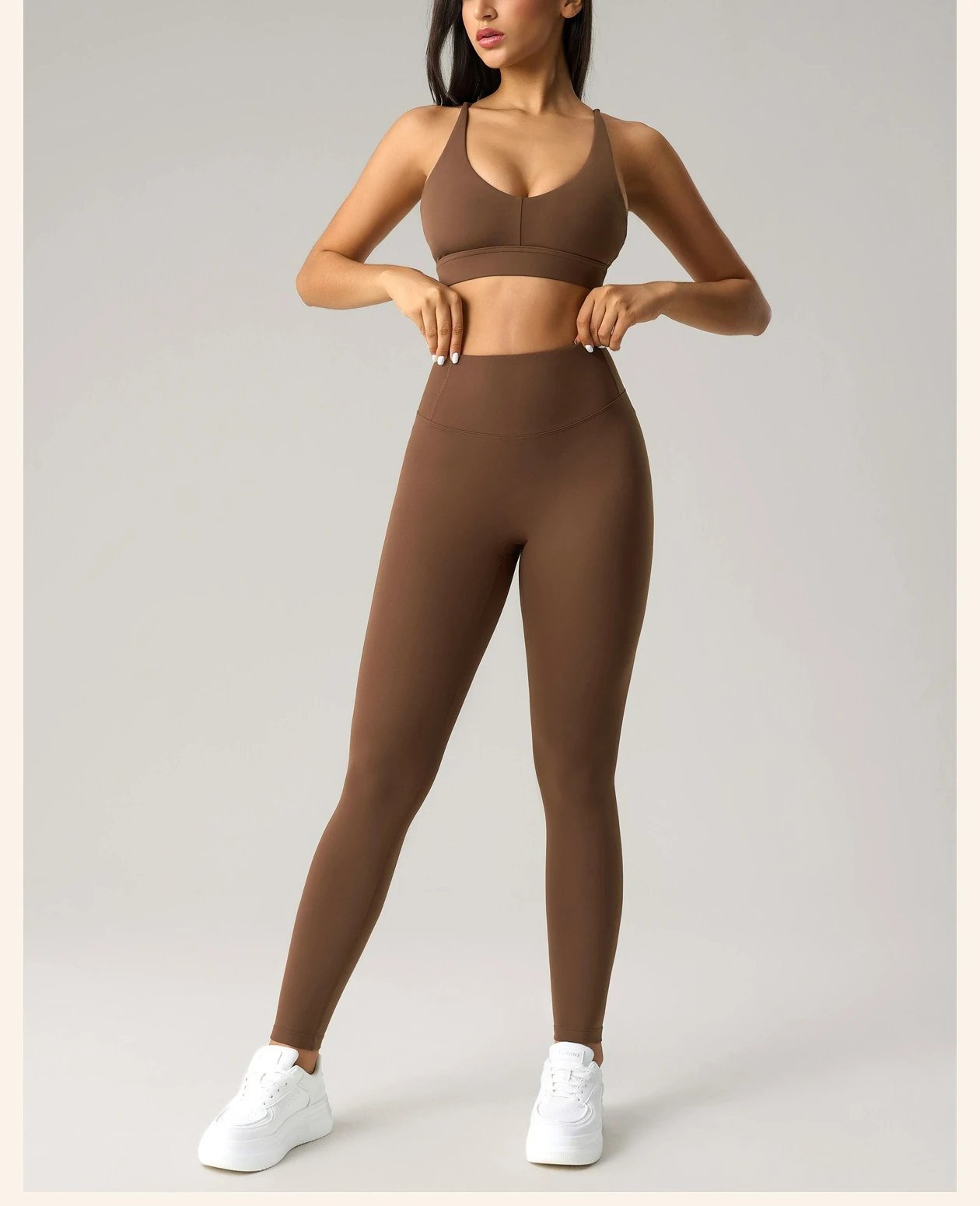 Women's 2-Piece Yoga Set, Sports Bra + High Waist Leggings, Shockproof Push Up Workout Suit Gym Running Fitness Activewear