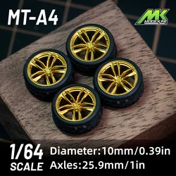 1/64 Microkiom 10mm Wheels with Rubber Tires Model Car Conversion Parts JDM VIP Hotwheels Tomica MiniGT Special Model A