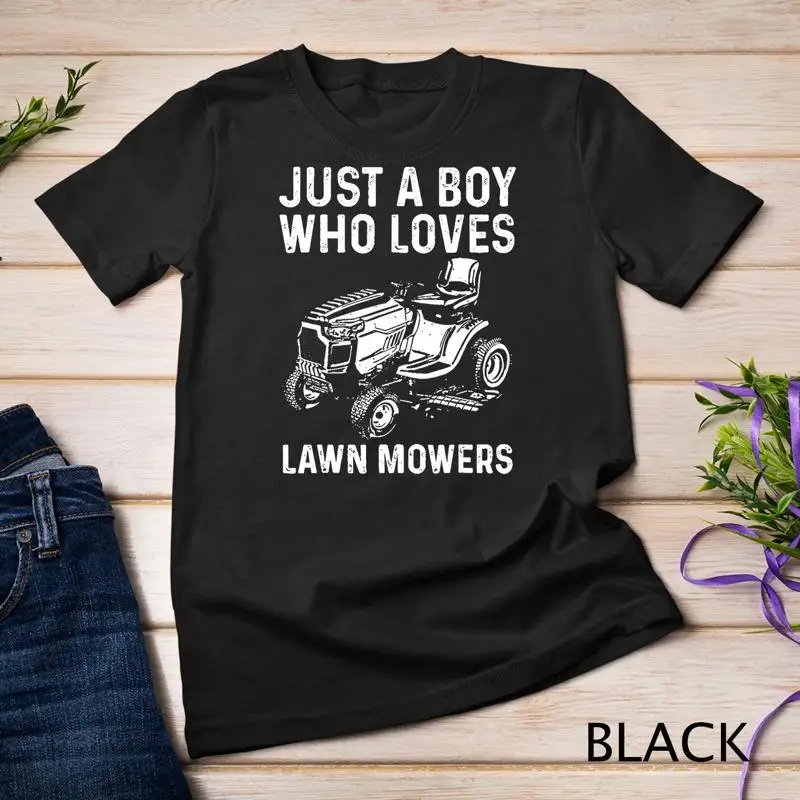 

Funny Lawn Mower For Boys Kids Gardening Landscaping Tractor Unisex T shirt