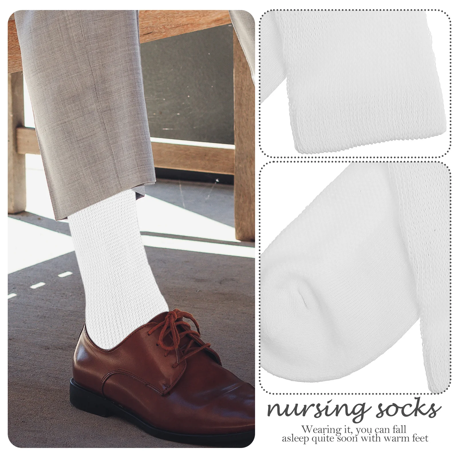 

4 Pcs Men Nursing Sock Mens Ankle Socks for Diabetics Non Binding Calf Cotton Seamless Toes