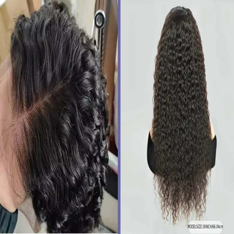 Peluca de cabello humano rizado profundo con cierre de encaje transparente, 13x6, 13x4, HD