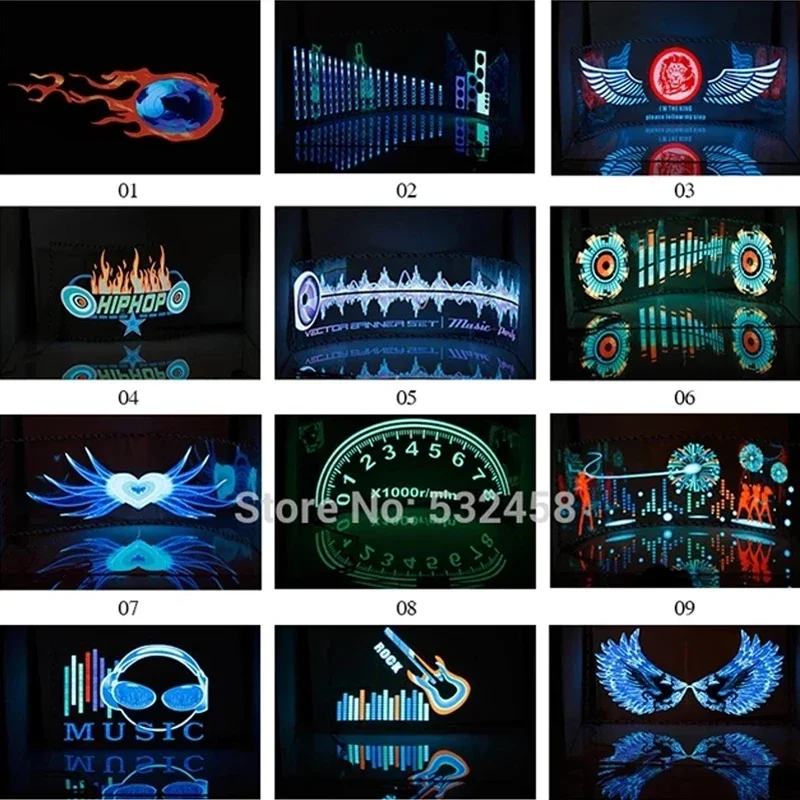 Car Music Rhythm Lamp Windshield LED Sound Activated Equalizer Neon EL Light Music Rhythm Flash Creative Rear Window Sticker DIY