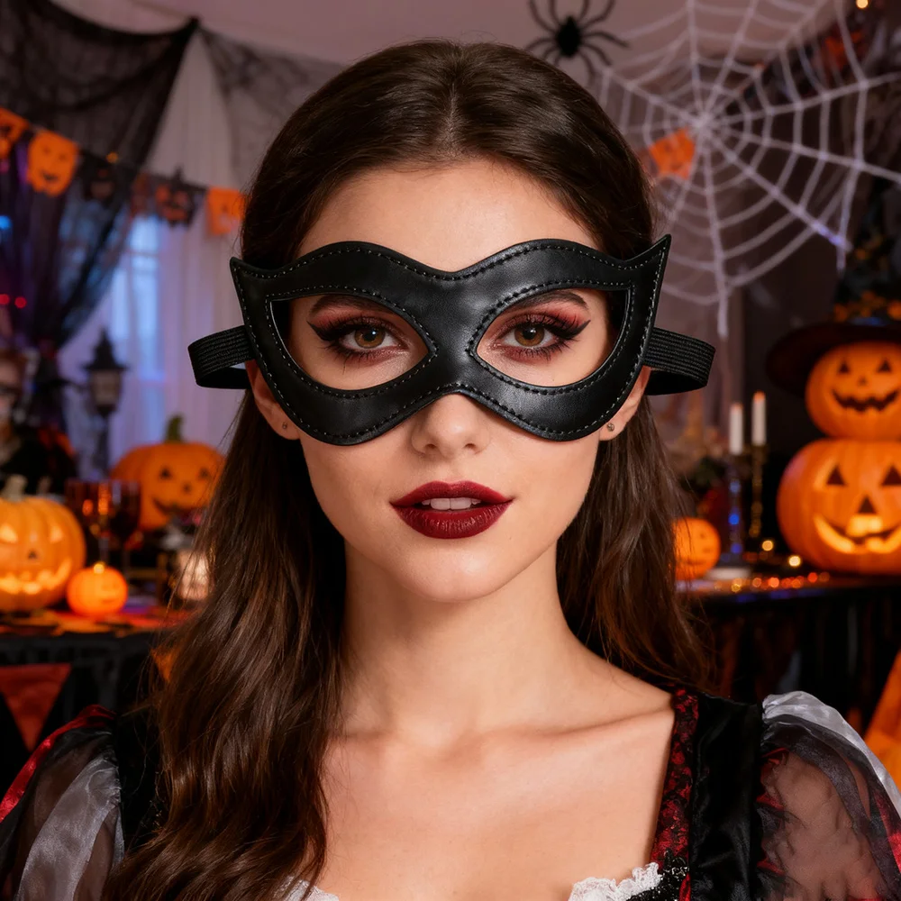 Women's Gothic Half Face Mask - Adjustable with Intricate Eye Design, Dramatic Makeup Look for Halloween, Cosplay, Parties
