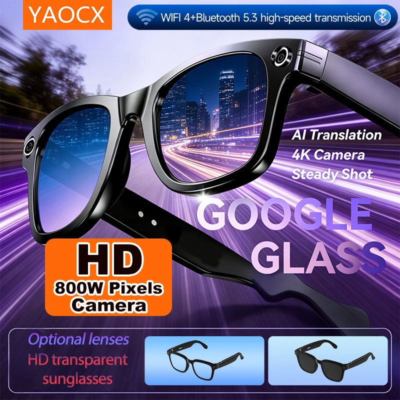 

Горячая продажа новой пиксельной камеры мощностью 800 Вт, интеллектуальные очки с искусственным интеллектом, видеозапись, фотография, телефон Bluetooth, прослушивание музыки, голос AI как