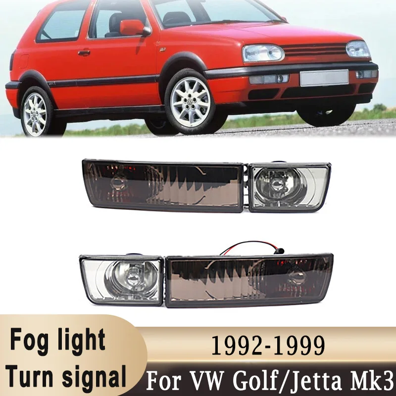 

Front Bumper Fog Light + Turn Signal Light For VW Golf Mk3 / Jetta Mk3 / Vento 1992-1999 Smoked / Clear Lens (2 pins connector)