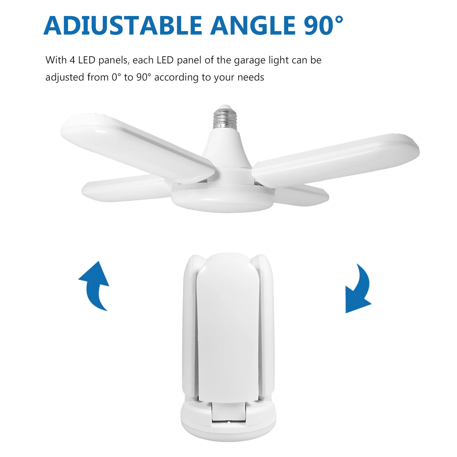 

Foldable LED Light Bulb 60W 4 Blades E27 Base White Home Garage Lighting Energy Saving No Glare No Flicker Small Size