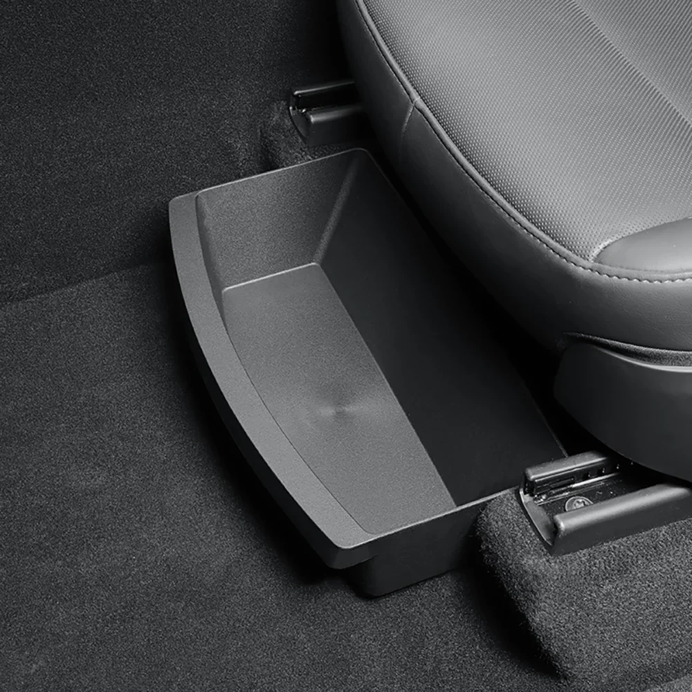 For Tesla New Model Y 2025 Juniper Under Seat Storage Box TPE Drawer Organizer Front Seat Hidden Tray Car Accessories