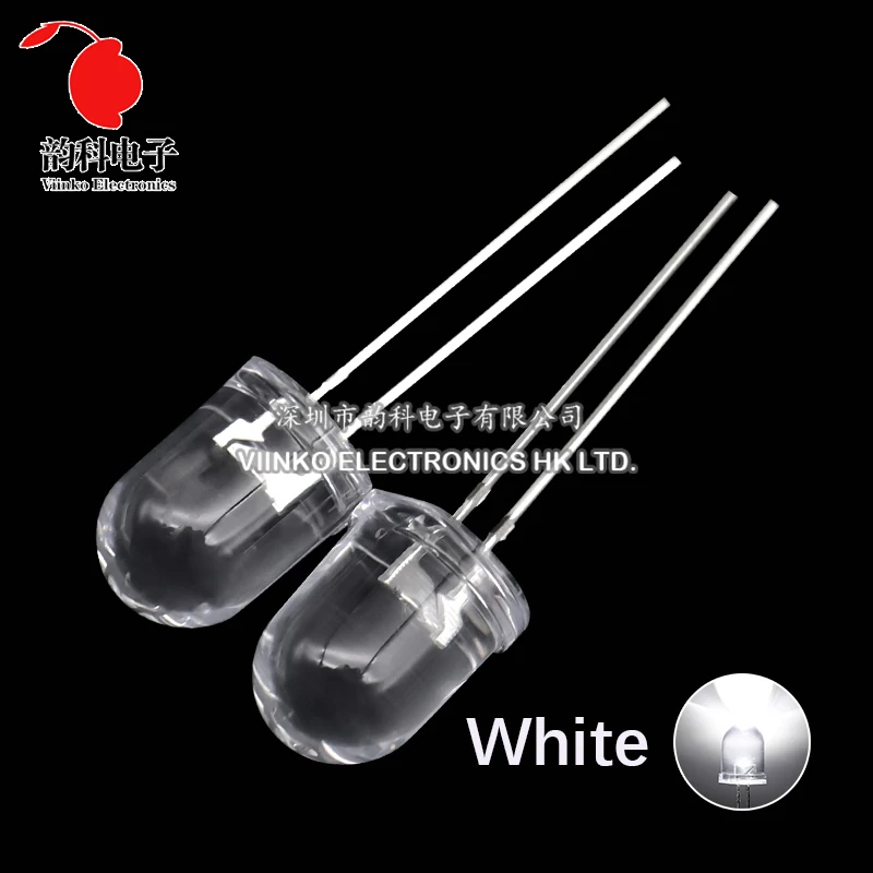 10pcs F10 10mm LED 5 Colors Red Blue Yellow Green White Transparent 20mA 0.75W Ultra Bright Round LED Light Emitting Diode Lamp