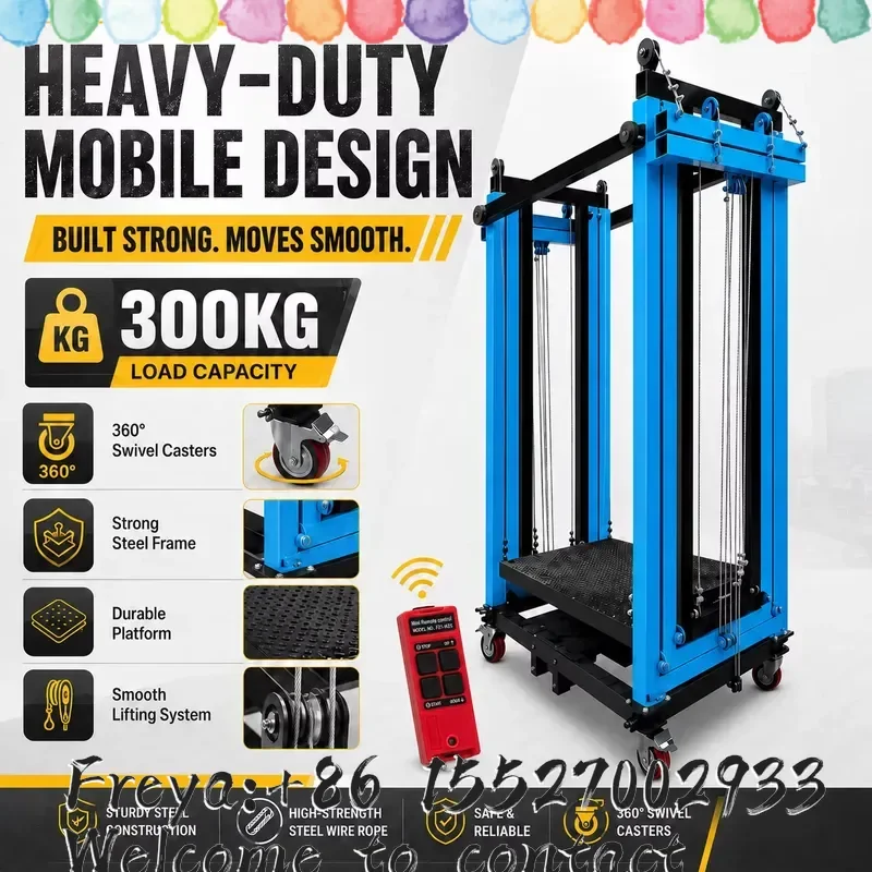 Electric Scaffolding Lift Platform Mobile Aerial Work Platform Remote Control Adjustable Height 300kg