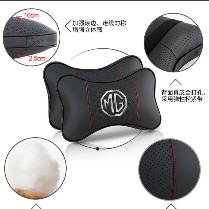 

Car Universal Seat Headrest Double Side Pu Leather Neck Memory Pillow For Morris Garages MG ZS 5 7 6 Cyberster MG4 EV ES5 HS ONE