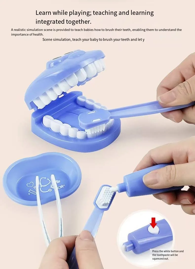 Juego de juguetes para educación temprana, juguete de práctica de cepillado Oral, inyección de pequeño médico, juego de simulación para niñas y niños