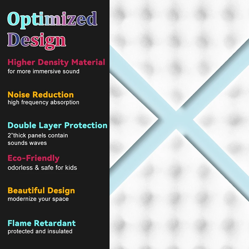 لوحات رغوة حائطية بيضاء مقاومة للصوت 6/12/24 قطعة معالجة صوتية قفص بيض ممتص للصوت سقف ستوديو منزلي عازل للصوت