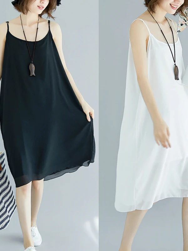 plus Size Women's Summer Faion Slimming Inner Wear Tank Top Skirt Midi Dr Airy Chiffon Base Layer Clothing